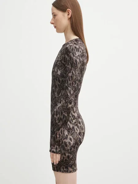 Велюрова сукня Fiorucci Banimalier Print Velour Padded Mini mini облягаюча коричневий