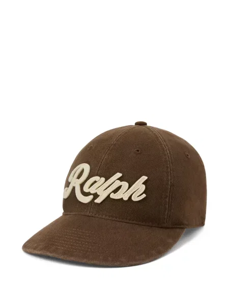 Копринена карирана шапка с козирки Polo Ralph Lauren с автограф синьо