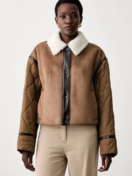 Weekend MaxMara Geacă Gessati | Cropped Fit | shearling maro