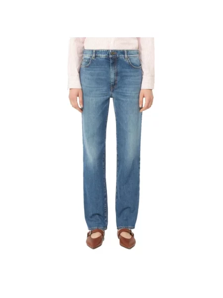 Jeansy straight leg Weekend Max Mara niebieskie