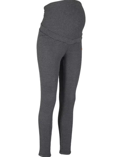 Legginsy ciążowe na podszewce z polaru baranka Slim Fit szare