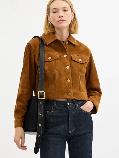 Кожаная сумка ведро Coach серая