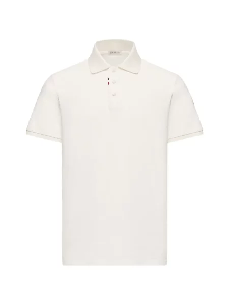 Tricou polo Moncler cu autograf alb