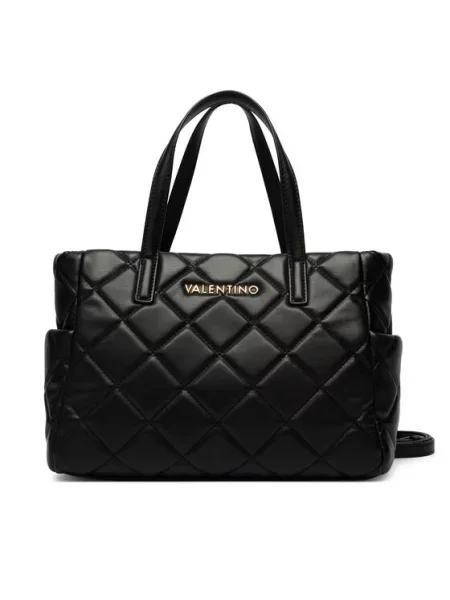 Lniana torebka Valentino Bags czarna