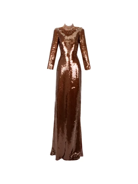 Maxi rochie maxi Gemy Maalouf cu paiete de costum maro