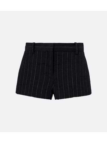 Pantaloni scurți Isabel Marant de lână cu dungi negru