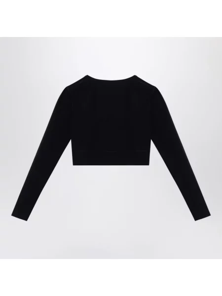 Lniany top Balenciaga z wysokim kołnierzem czarny