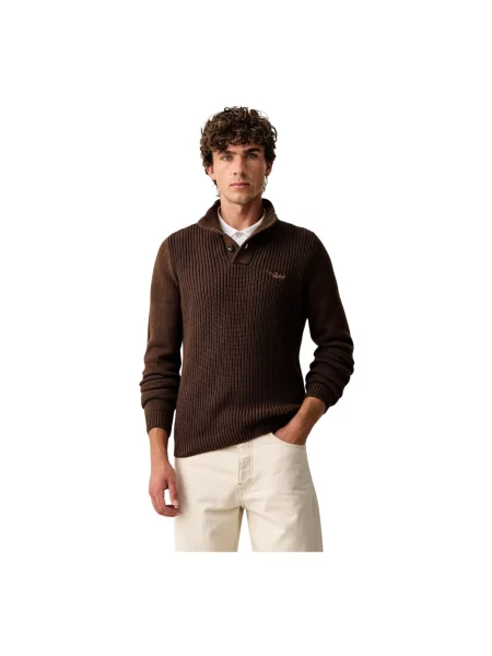 Sweter z golfem Aeronautica Militare brązowy