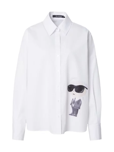 Karl Lagerfeld Bluza IKON AQUARELLE svetlo bež / črna bela