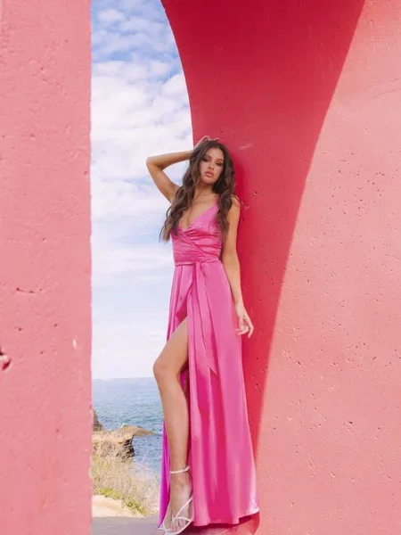 Сукня максі Gepur малиновий шовк