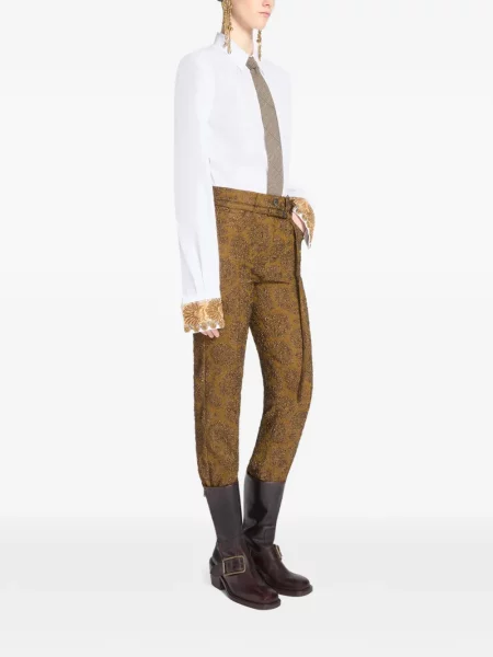 Pantaloni Dries Van Noten din jacard maro