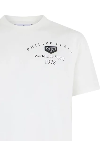 Tricou Philipp Plein din jerseu cu autograf alb