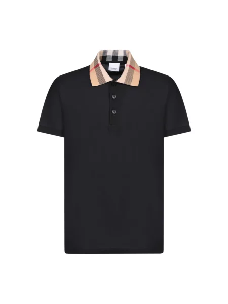 Koszulka polo Burberry z krótkim rękawem czarna