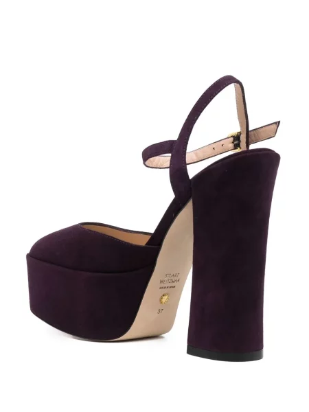 Zomšinės bateliai Stuart Weitzman su platforma violetinė
