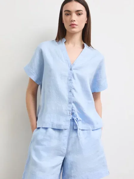 Medicine košilová halenka lněná modrá