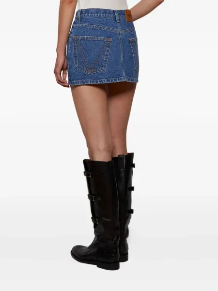 Fustă din denim Vetements cu broderie albastru