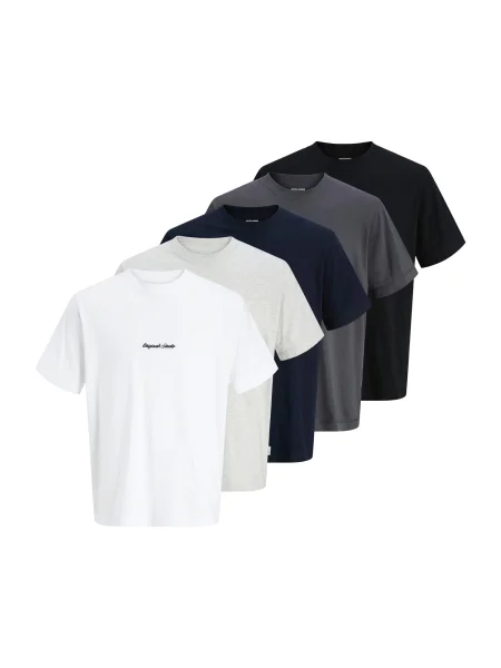 JACK & JONES Tričko JORNORREBRO námornícka modrá / sivá / sivá melírovaná / čierna biela