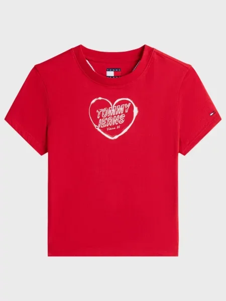 Футболка Tommy Jeans с сердечками красная