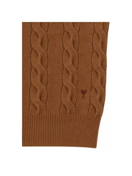 Sweter Ami Paris wełniany brązowy