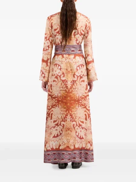 Rochie maxi Pierre-louis Mascia cu imagine cu model paisley de costum roz