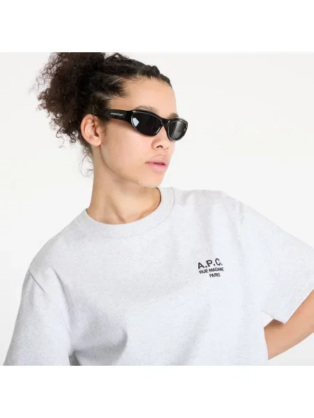 Koszulka A.p.c. z logo z dekoltem w kształcie litery U szara