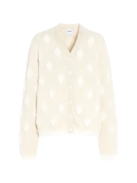 Cardigan Barrie din cașmir cu model argyle alb
