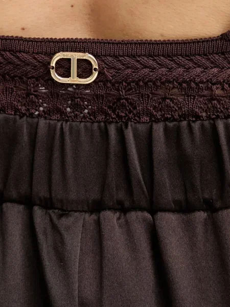 Pantaloni Luisa Spagnoli din satin cu dungi maro