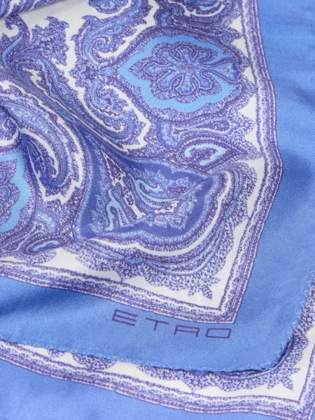 Fular Etro de mătase cu model paisley albastru