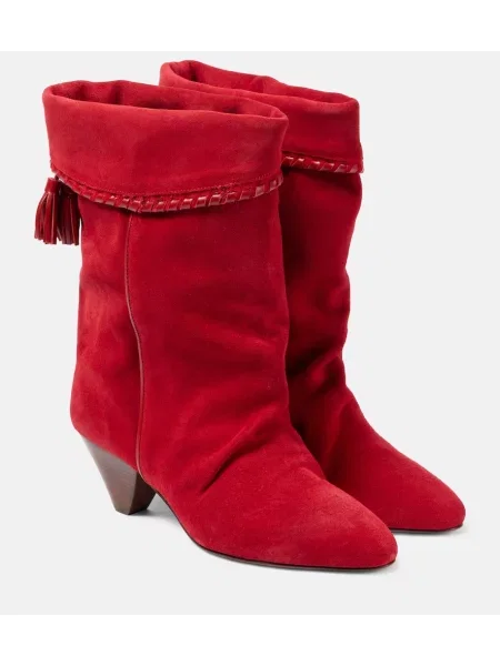 Kavbojski škornji Isabel Marant iz semiša rdeča