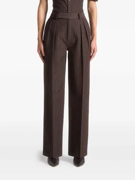 Pantaloni Manière De Voir cu dungi plisate maro