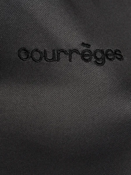 Костюм макси рокля Courreges бродирана с V-образно деколте черно
