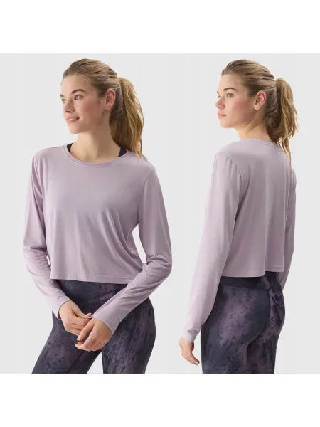 LONGSLEEVE 4F CROP-TOP DO JOG BLUZA Z DODATKIEM MODALU fioletowy