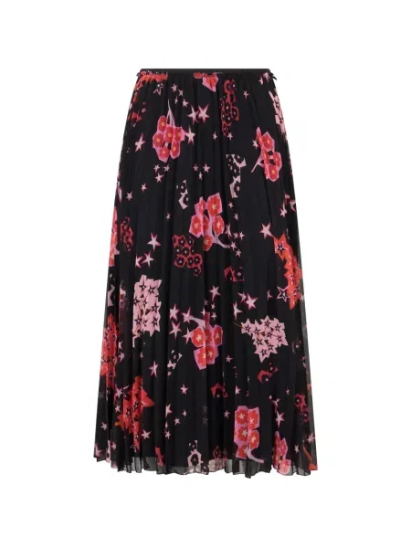 Fusta plisata Valentino Garavani cu model floral plisată negru
