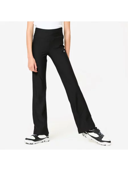 Legginsy fitness dziecięce Domyos rozkloszowane czarne