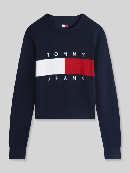 Sweter w kroju regular fit z czystej bawełny Tommy Jeans granatowy