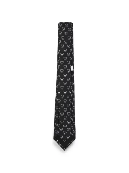 Ursuleț de pluș cravată Moschino de mătase negru