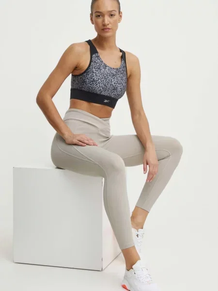 Reebok Športová podprsenka svetlosivá biela čierna
