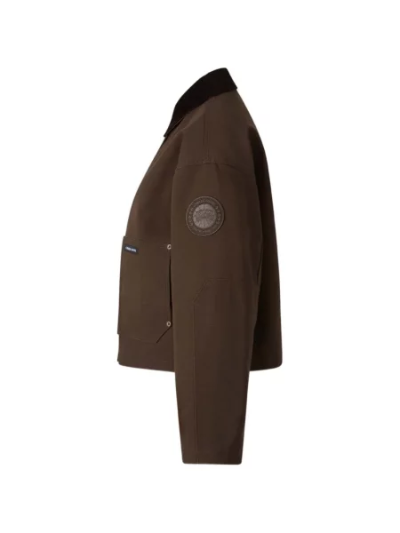Manšestrová s límcem bunda Canada Goose s autogramem hnědá