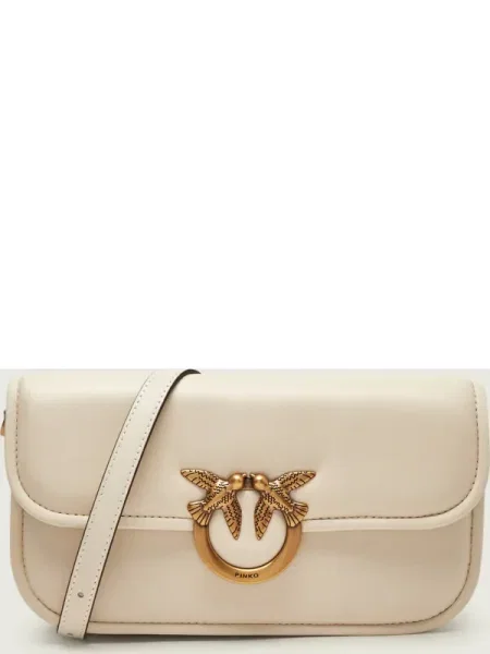 Geantă PINKO Love Box Baguette Al PLTT Écru bej
