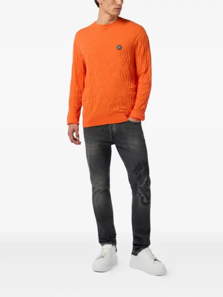 Pulover Philipp Plein din jacard portocaliu