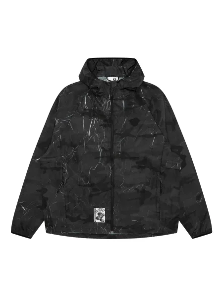 Geacă Aape By A Bathing Ape cu glugă cu imagine cu model camuflaj negru