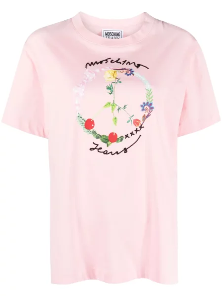 Marškinėliai Moschino Jeans rožinė