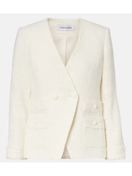 Sacou Veronica Beard din tweed alb