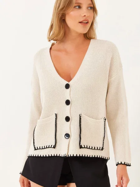 Bianco Lucci Geacă tricotată grej negru