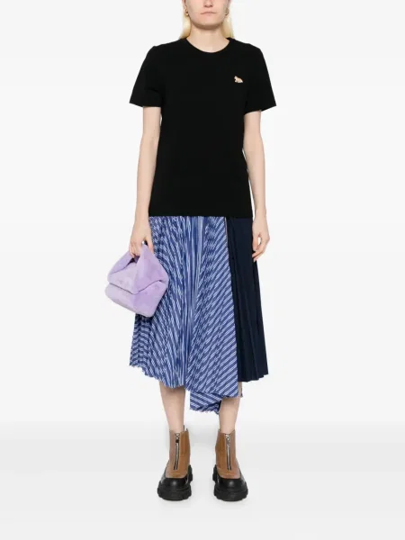 Tricou Maison Kitsune cu broderie negru