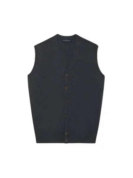Sweter Brooks Brothers bez rękawów z kaszmiru szary
