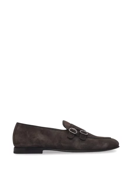 Pantofi loafer Barrett din piele de căprioară cu bretele maro