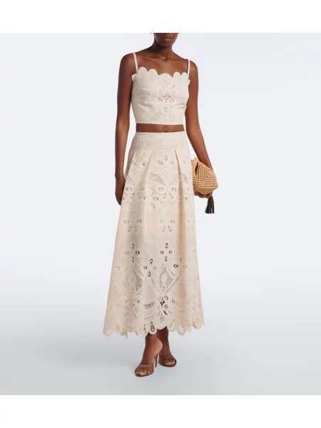Fusta maxi Elie Saab cu broderie bej