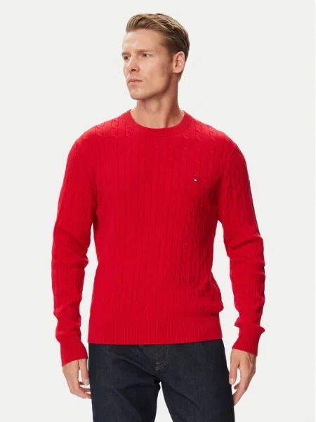 Klasszikus kötött szvetter Tommy Hilfiger piros