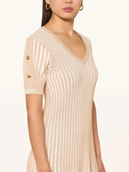 Sukienka mini z prążkowanymi wykończeniami Liu Jo beżowa